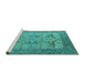 Sideview of Machine Washable Oriental Turquoise Industrial Area Rugs, wshurb1631turq