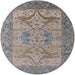 Round Mid-Century Modern Sandstone Brown Oriental Rug, urb1631