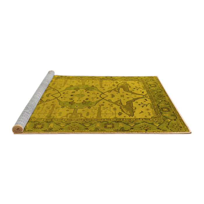 Sideview of Machine Washable Oriental Yellow Industrial Rug, wshurb1631yw