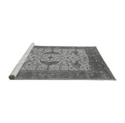 Sideview of Machine Washable Oriental Gray Industrial Rug, wshurb1632gry