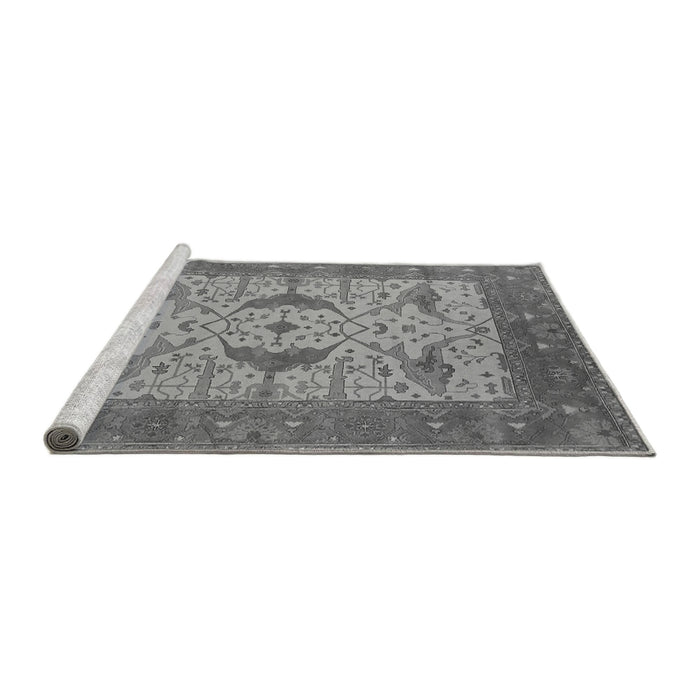 Sideview of Machine Washable Oriental Gray Industrial Rug, wshurb1632gry