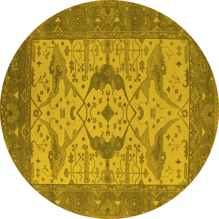 Round Oriental Yellow Industrial Rug, urb1632yw