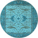 Round Oriental Light Blue Industrial Rug, urb1632lblu