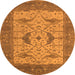 Round Machine Washable Oriental Orange Industrial Area Rugs, wshurb1632org