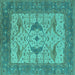 Square Oriental Turquoise Industrial Rug, urb1632turq