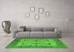 Machine Washable Oriental Green Industrial Area Rugs in a Living Room,, wshurb1632grn