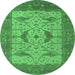 Round Oriental Emerald Green Industrial Rug, urb1632emgrn