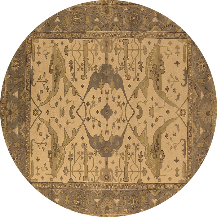 Round Machine Washable Oriental Brown Industrial Rug, wshurb1632brn