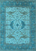 Machine Washable Oriental Light Blue Industrial Rug, wshurb1632lblu