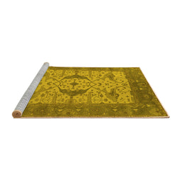 Sideview of Machine Washable Oriental Yellow Industrial Rug, wshurb1632yw