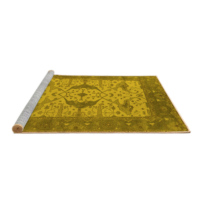 Sideview of Machine Washable Oriental Yellow Industrial Rug, wshurb1632yw