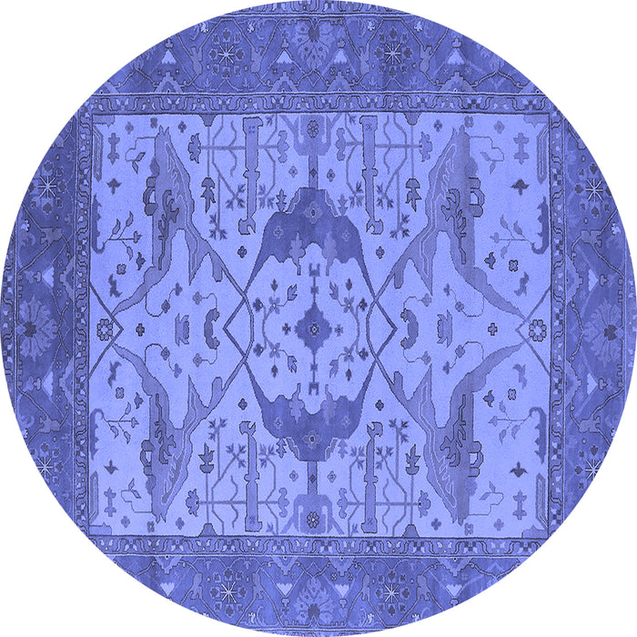 Round Oriental Blue Industrial Rug, urb1632blu