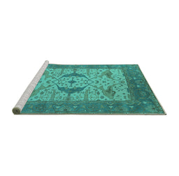 Sideview of Machine Washable Oriental Turquoise Industrial Area Rugs, wshurb1632turq