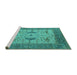 Sideview of Machine Washable Oriental Turquoise Industrial Area Rugs, wshurb1632turq