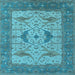 Square Machine Washable Oriental Light Blue Industrial Rug, wshurb1632lblu