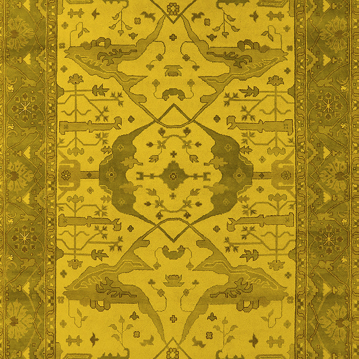 Machine Washable Oriental Yellow Industrial Rug, wshurb1632yw
