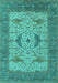 Machine Washable Oriental Turquoise Industrial Area Rugs, wshurb1632turq