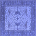 Square Machine Washable Oriental Blue Industrial Rug, wshurb1632blu