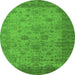 Round Oriental Green Industrial Rug, urb1633grn