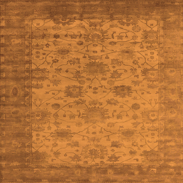 Square Machine Washable Oriental Orange Industrial Area Rugs, wshurb1633org