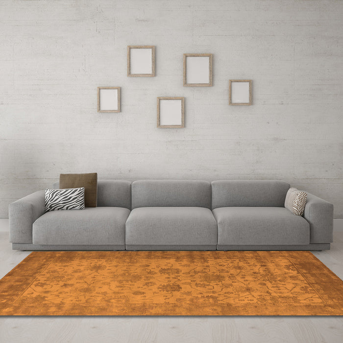 Machine Washable Oriental Orange Industrial Area Rugs in a Living Room, wshurb1633org