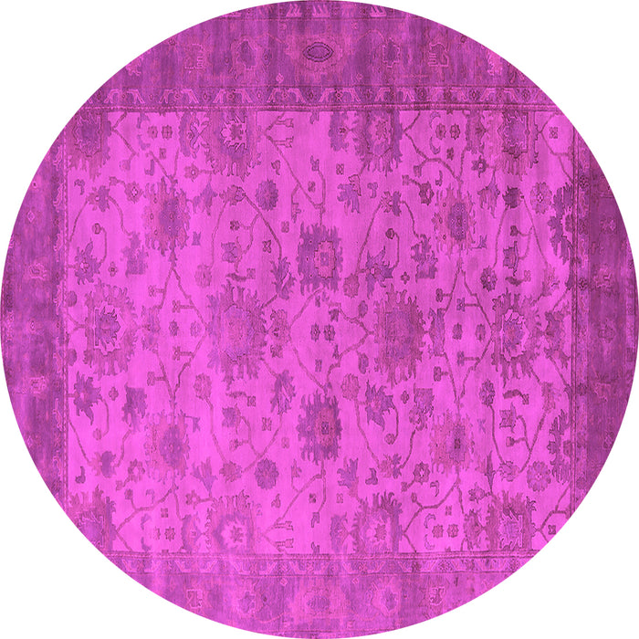 Round Machine Washable Oriental Pink Industrial Rug, wshurb1633pnk