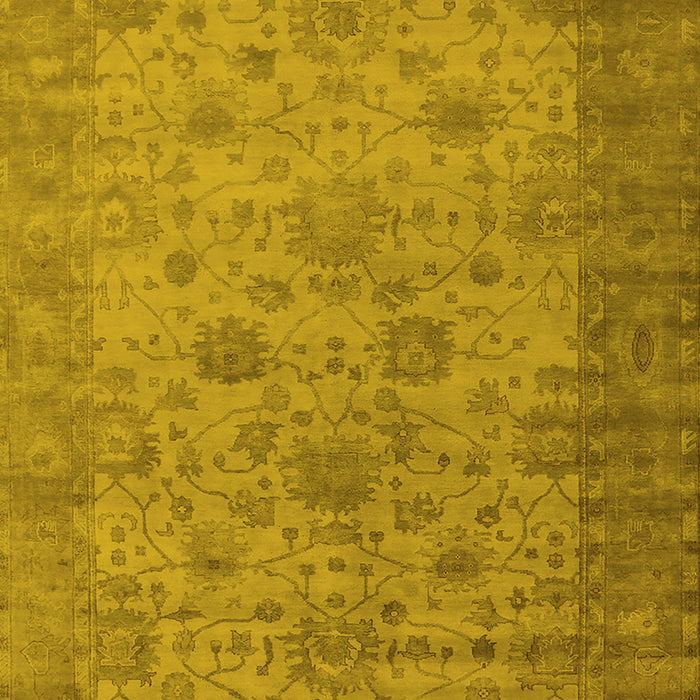 Machine Washable Oriental Yellow Industrial Rug, wshurb1633yw