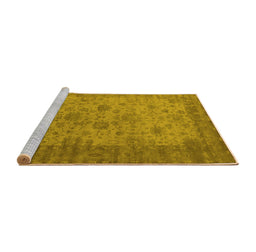 Sideview of Machine Washable Oriental Yellow Industrial Rug, wshurb1633yw