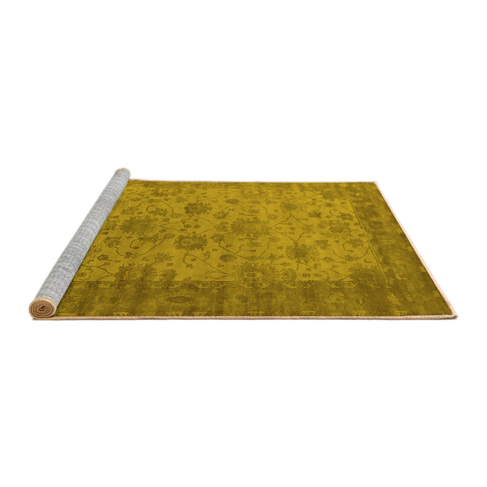 Sideview of Machine Washable Oriental Yellow Industrial Rug, wshurb1633yw