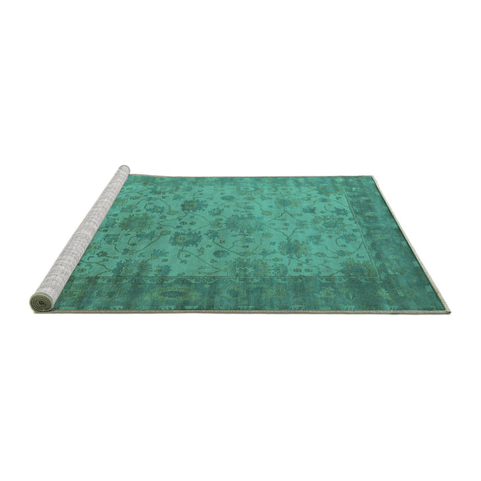 Sideview of Machine Washable Oriental Turquoise Industrial Area Rugs, wshurb1633turq