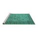 Sideview of Machine Washable Oriental Turquoise Industrial Area Rugs, wshurb1633turq