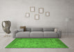 Machine Washable Oriental Green Industrial Area Rugs in a Living Room,, wshurb1633grn