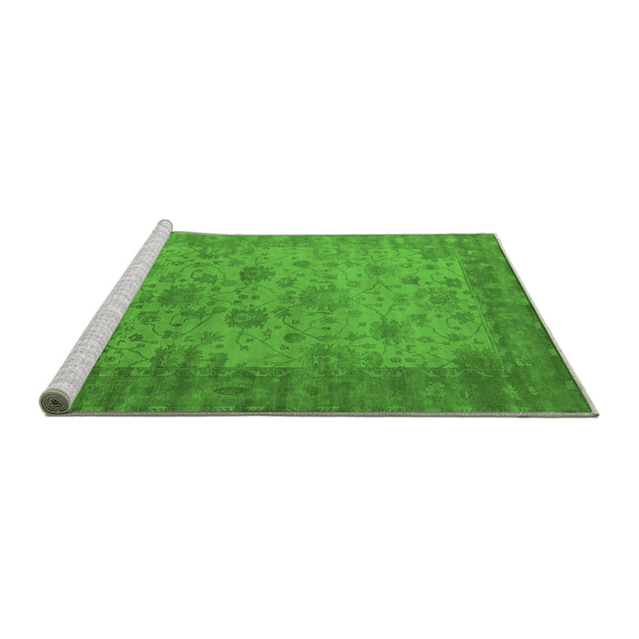 Sideview of Machine Washable Oriental Green Industrial Area Rugs, wshurb1633grn