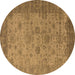 Round Oriental Brown Industrial Rug, urb1633brn