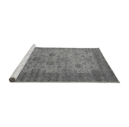 Sideview of Machine Washable Oriental Gray Industrial Rug, wshurb1633gry
