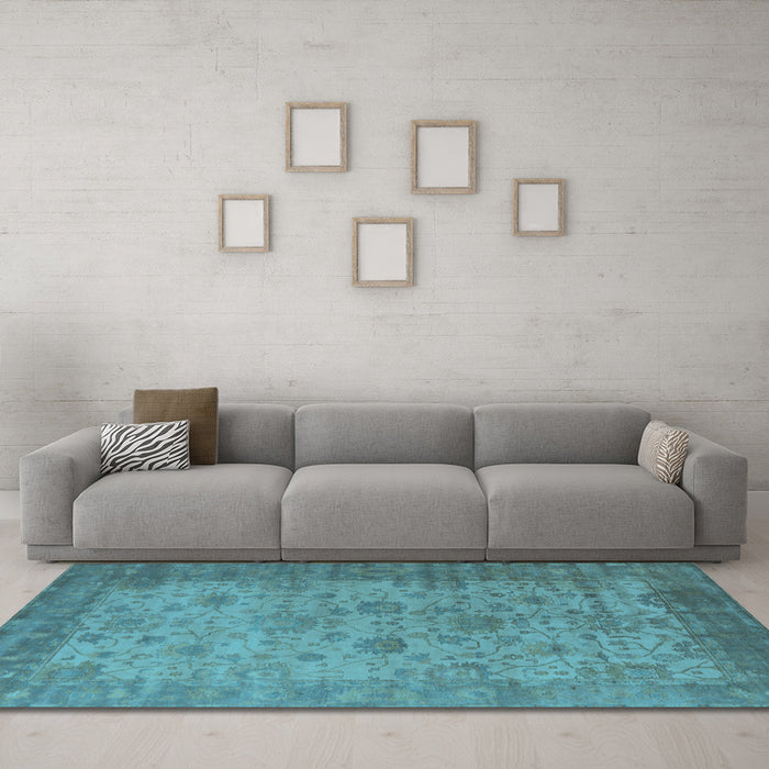 Machine Washable Oriental Light Blue Industrial Rug in a Living Room, wshurb1633lblu