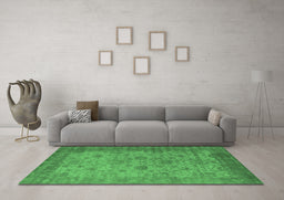 Machine Washable Oriental Emerald Green Industrial Area Rugs in a Living Room,, wshurb1633emgrn