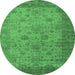 Round Oriental Emerald Green Industrial Rug, urb1633emgrn