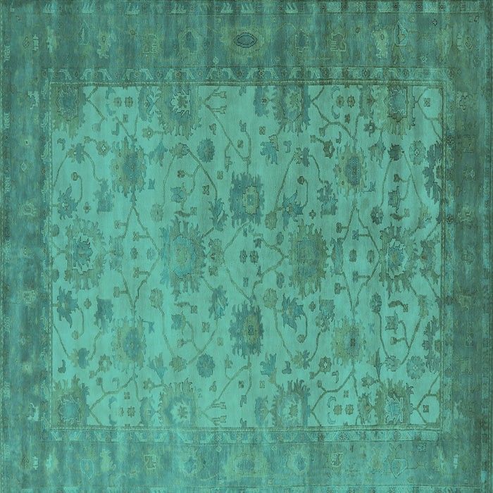 Square Oriental Turquoise Industrial Rug, urb1633turq