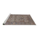 Sideview of Machine Washable Industrial Modern Mauve Taupe Purple Rug, wshurb1634
