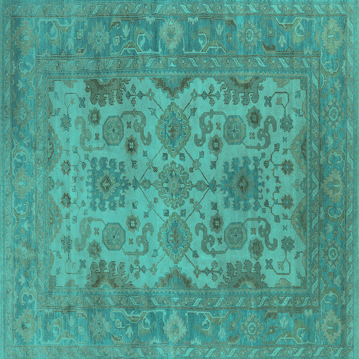 Square Oriental Turquoise Industrial Rug, urb1634turq