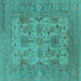 Square Oriental Turquoise Industrial Rug, urb1634turq