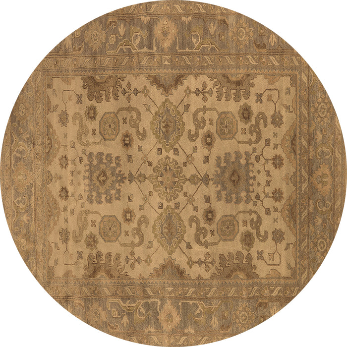Round Oriental Brown Industrial Rug, urb1634brn