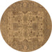 Round Oriental Brown Industrial Rug, urb1634brn