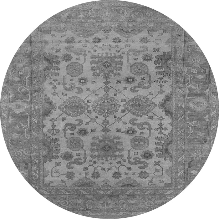 Round Machine Washable Oriental Gray Industrial Rug, wshurb1634gry