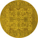 Round Oriental Yellow Industrial Rug, urb1634yw