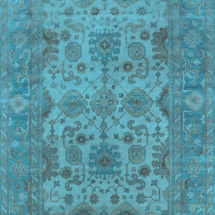 Machine Washable Oriental Light Blue Industrial Rug, wshurb1634lblu