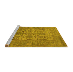 Sideview of Machine Washable Oriental Yellow Industrial Rug, wshurb1634yw