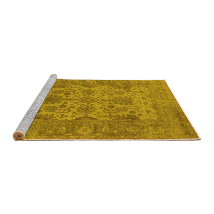 Sideview of Machine Washable Oriental Yellow Industrial Rug, wshurb1634yw