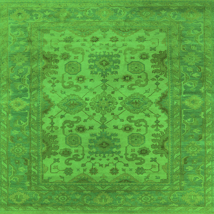 Square Machine Washable Oriental Green Industrial Area Rugs, wshurb1634grn